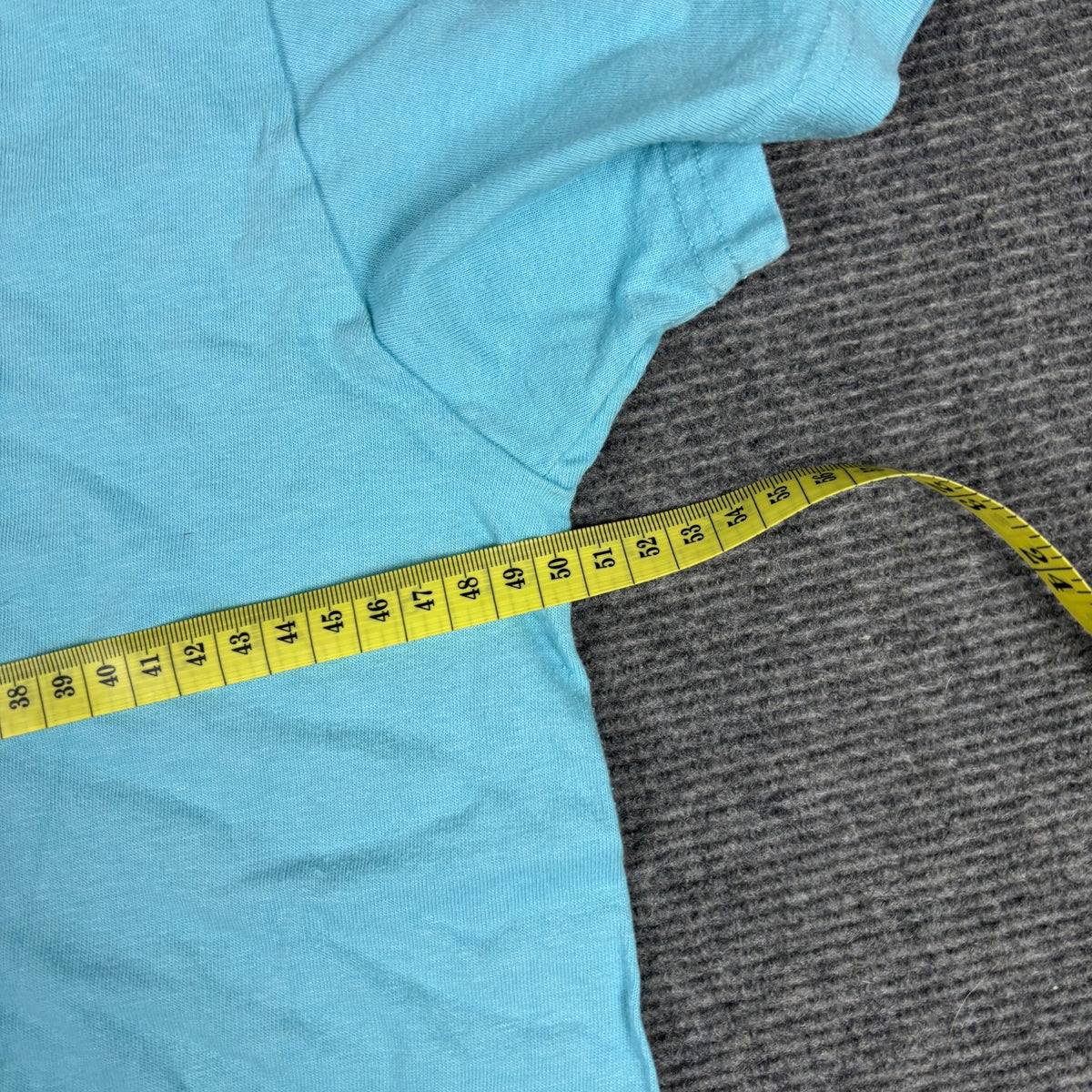 Y2K Adidas V-Neck Logo Tee Sky Blue Fitted photo 6