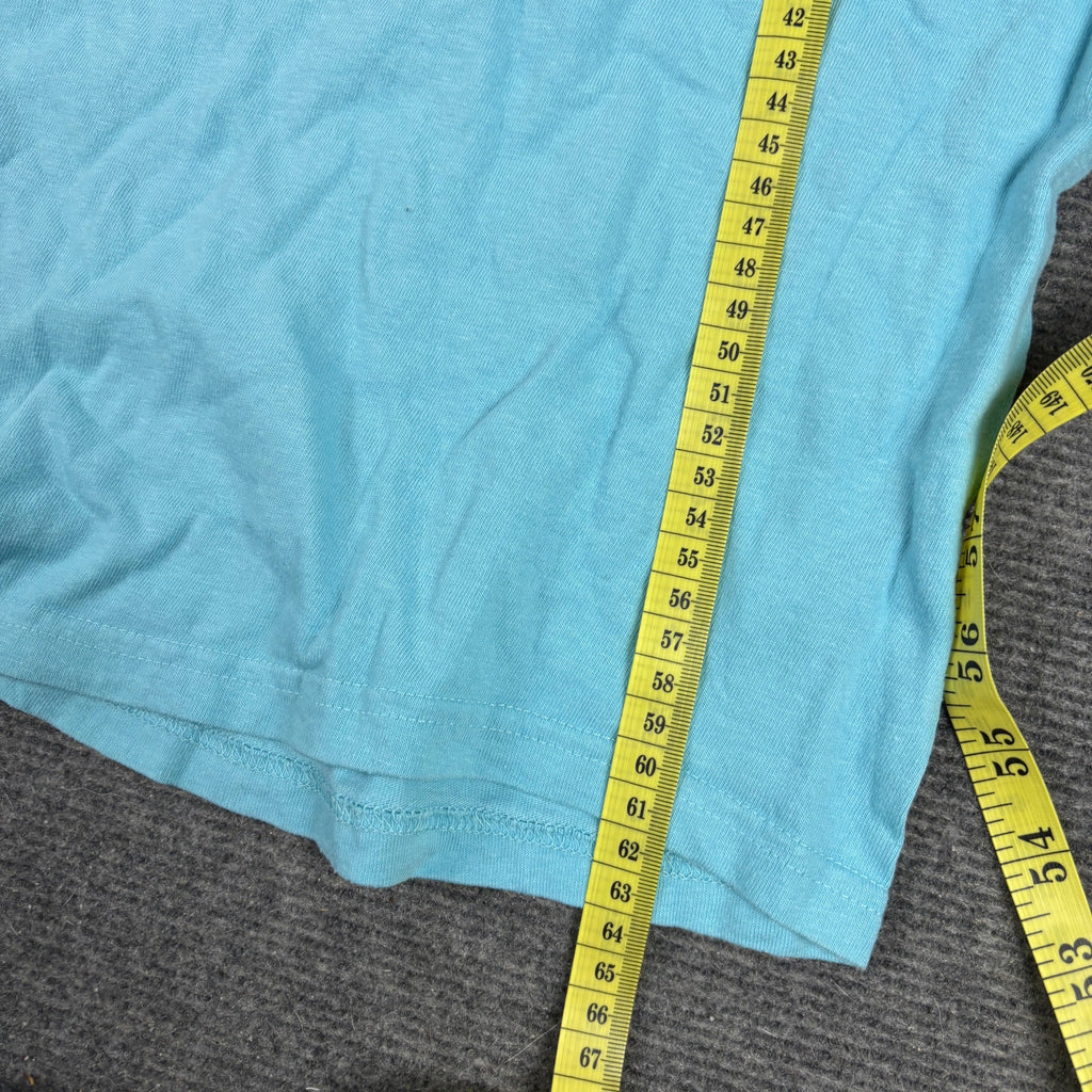 Y2K Adidas V-Neck Logo Tee Sky Blue Fitted photo 7