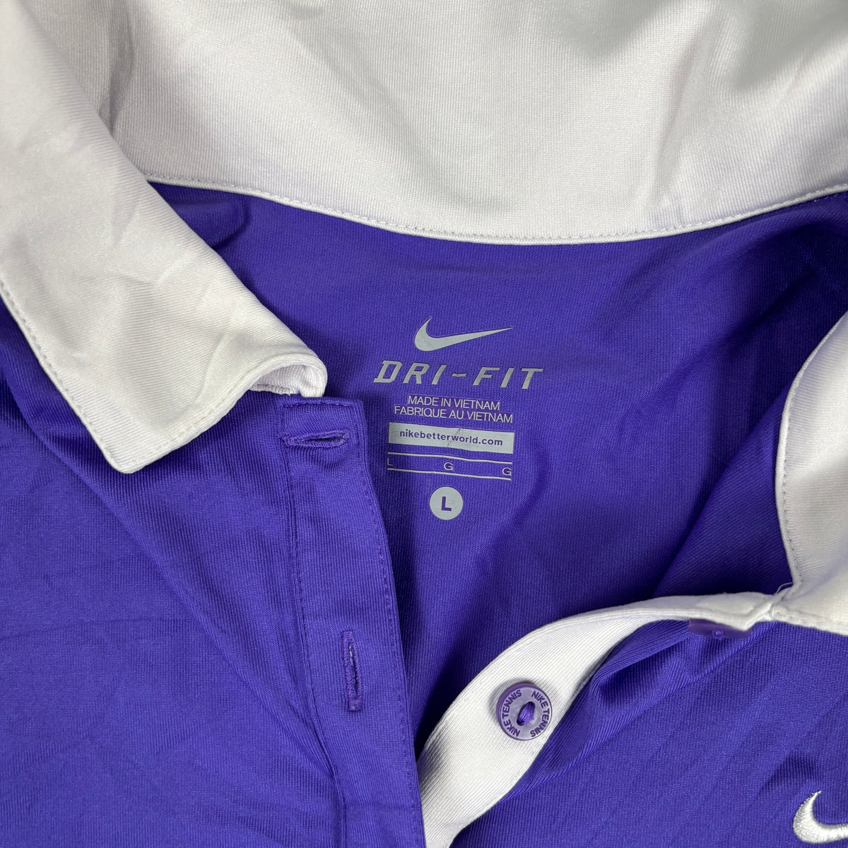 Vintage Nike Court Dri-Fit Tennis Polo Purple White Fitted photo 6