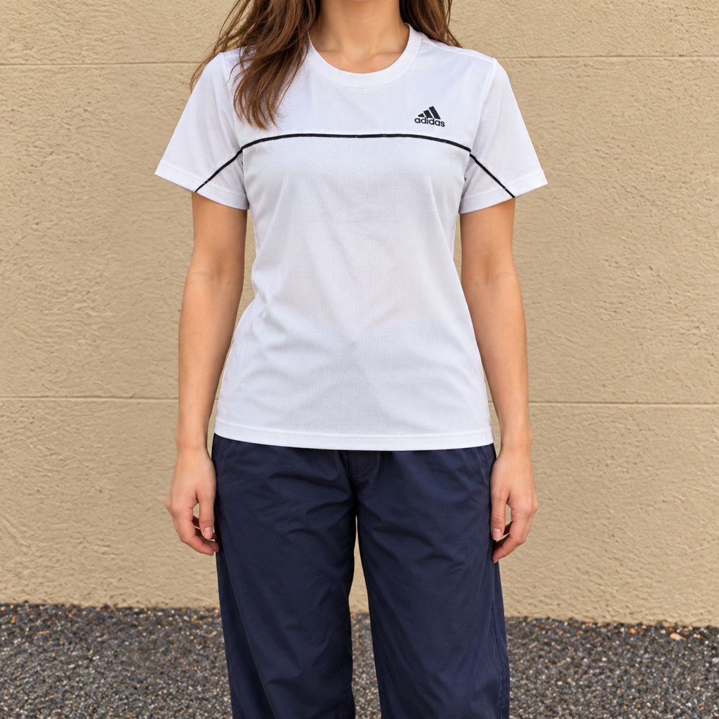 Adidas Climalite Logo Tee White Black Piping photo 1
