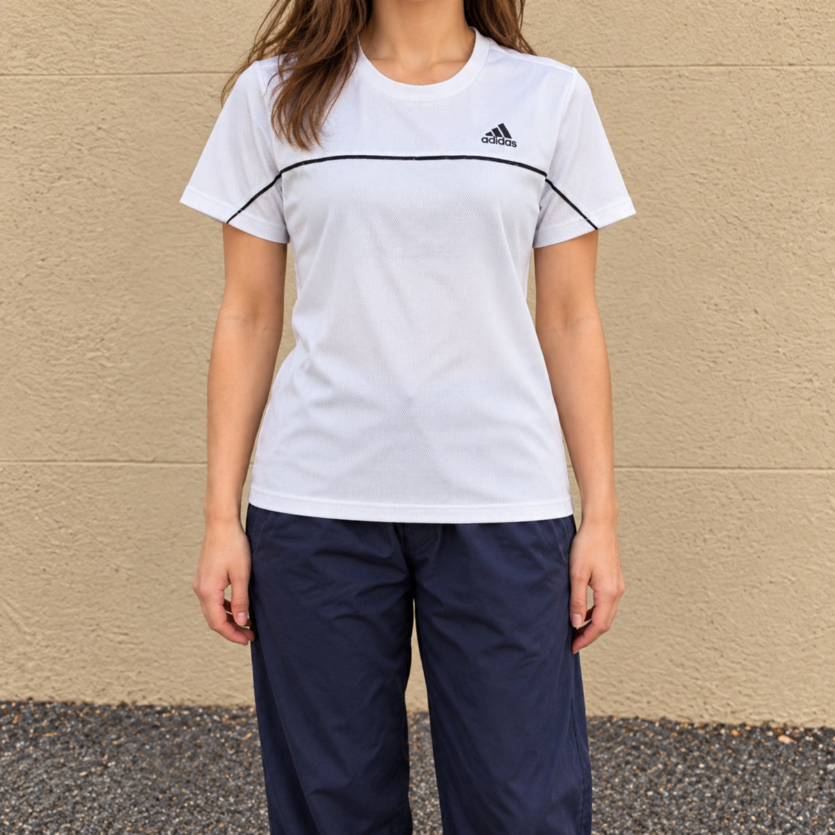 Adidas Climalite Logo Tee White Black Piping photo 1