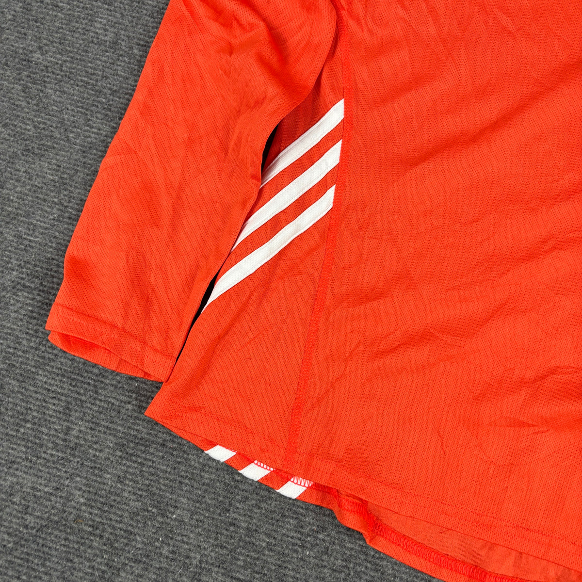 Adidas Running Climalite Long Sleeve Top Orange 3 Stripe Fitted photo 6