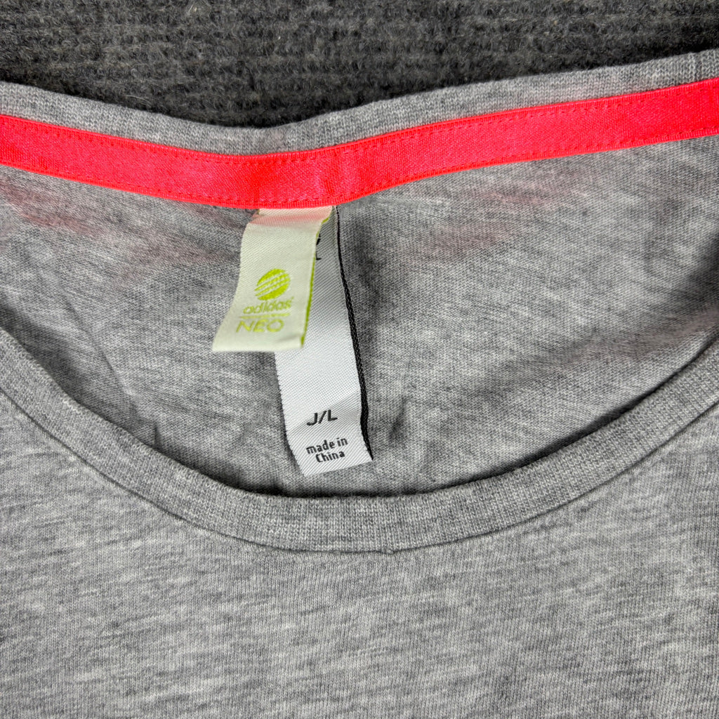 Y2K Adidas Neo Logo Baby Tee Grey Neon Pink Petite photo 5