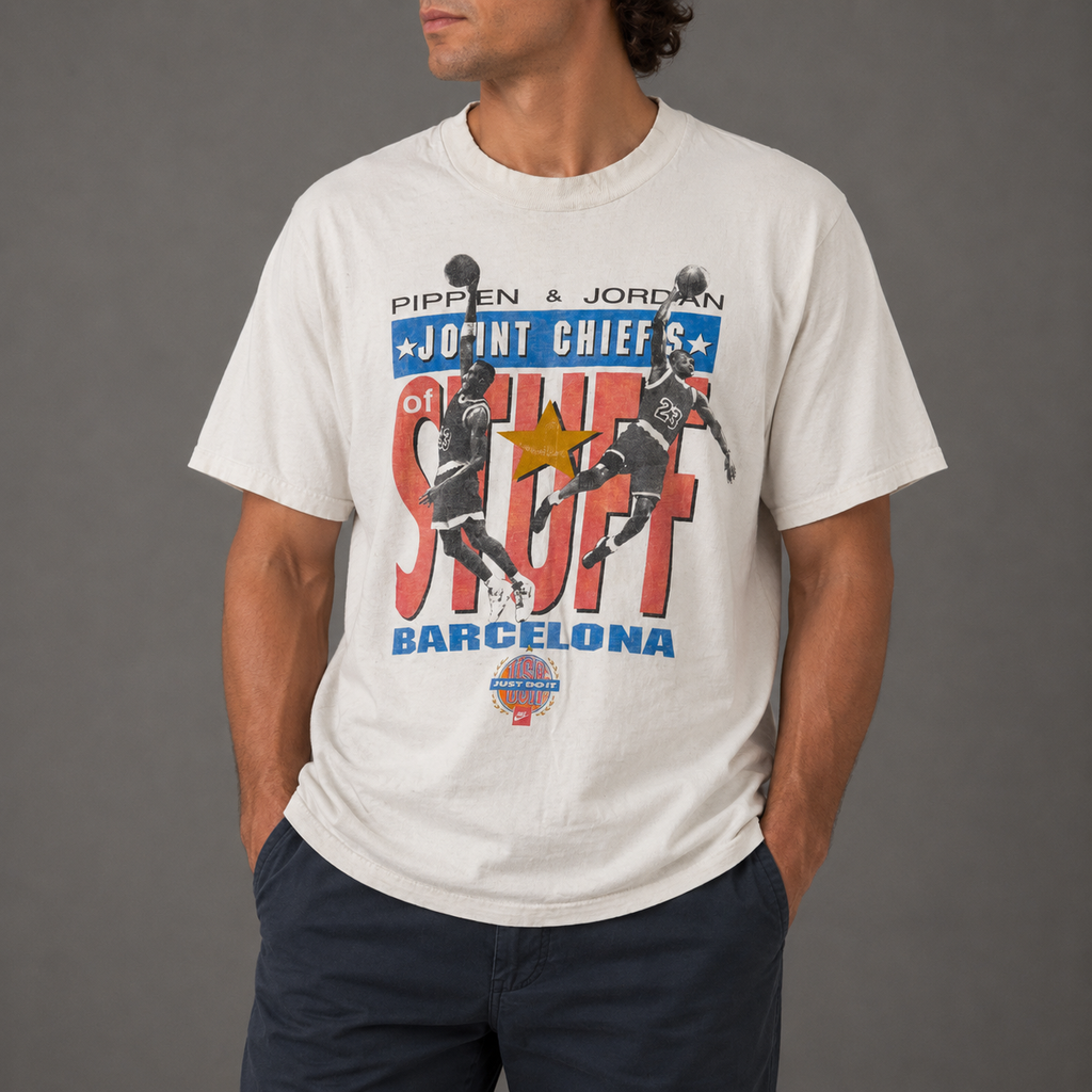 Vintage 90s Nike T-Shirt XL White Cotton Joint Chiefs of Stuff Jordan Pippen Rare