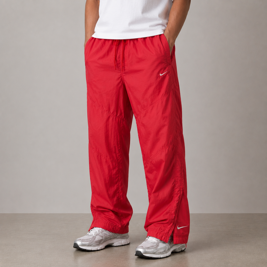Vintage Y2K Nike Track Pants Men's M Red White Ankle Swoosh
