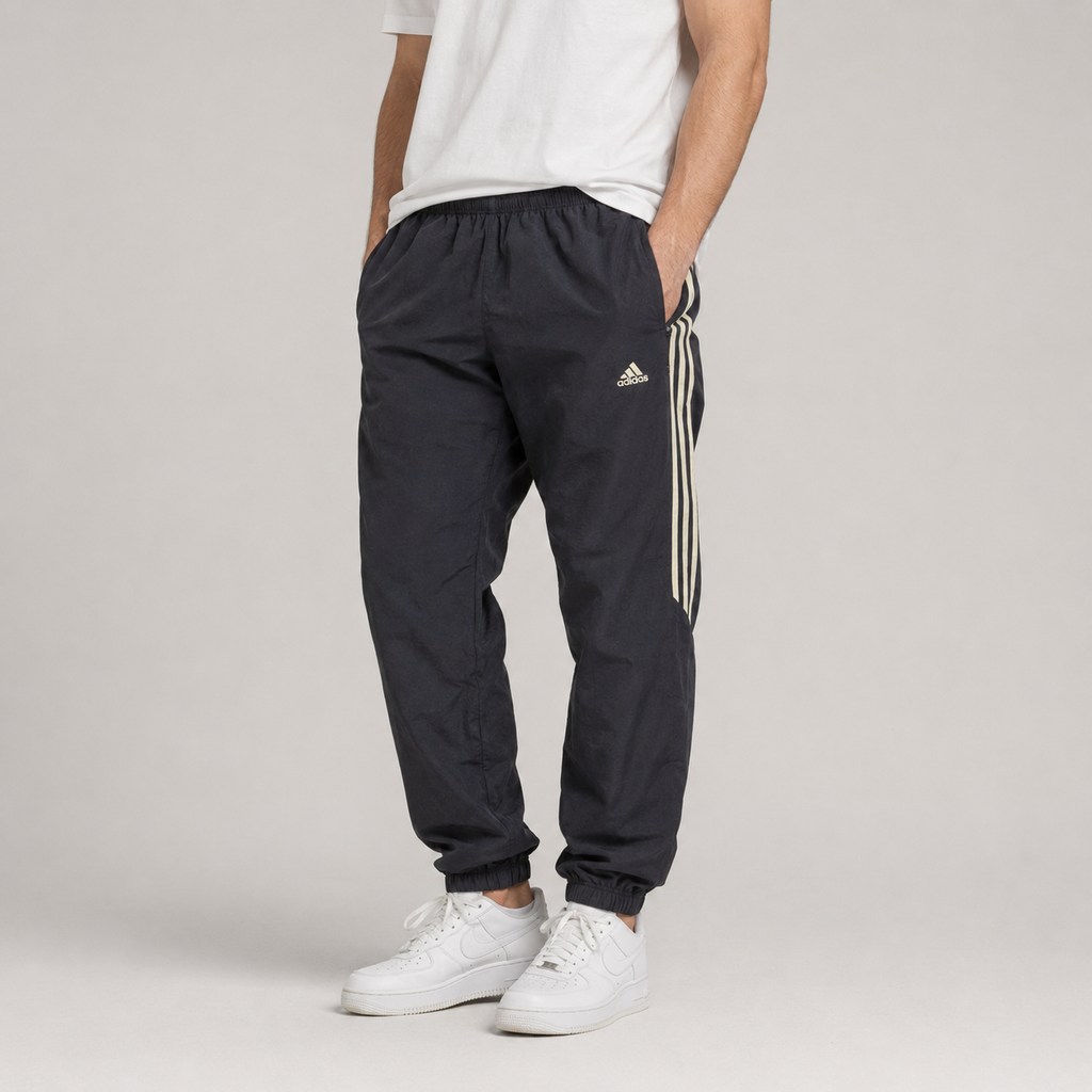 Vintage Y2K Adidas Track Pants Men's M Navy Hip Logo 3 Stripe Cuffed Joggers