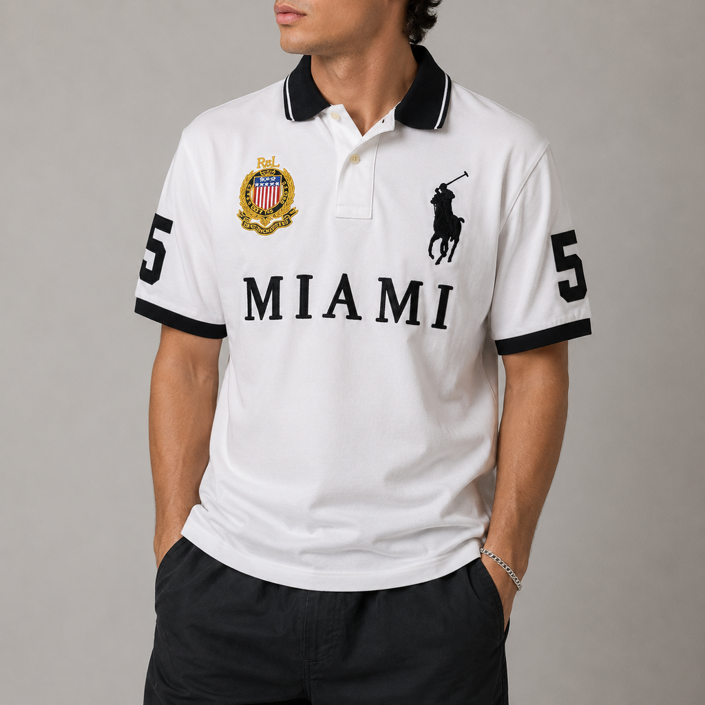 Ralph Lauren Polo Men's M White Team Miami Large Pony Logo