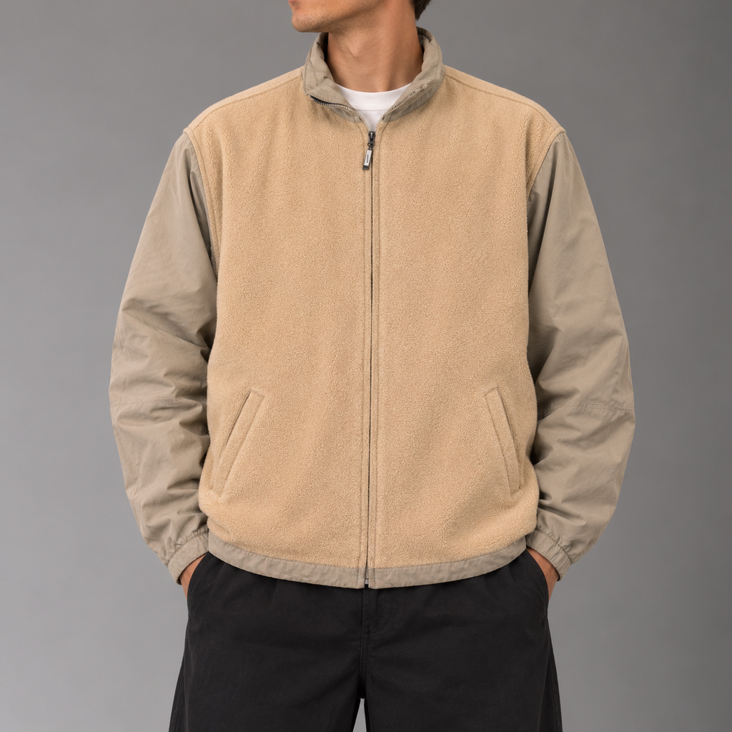 Vintage 90s Nike Golf Jacket Size XL Khaki Tan Textured Body 90s Logo Full Zip