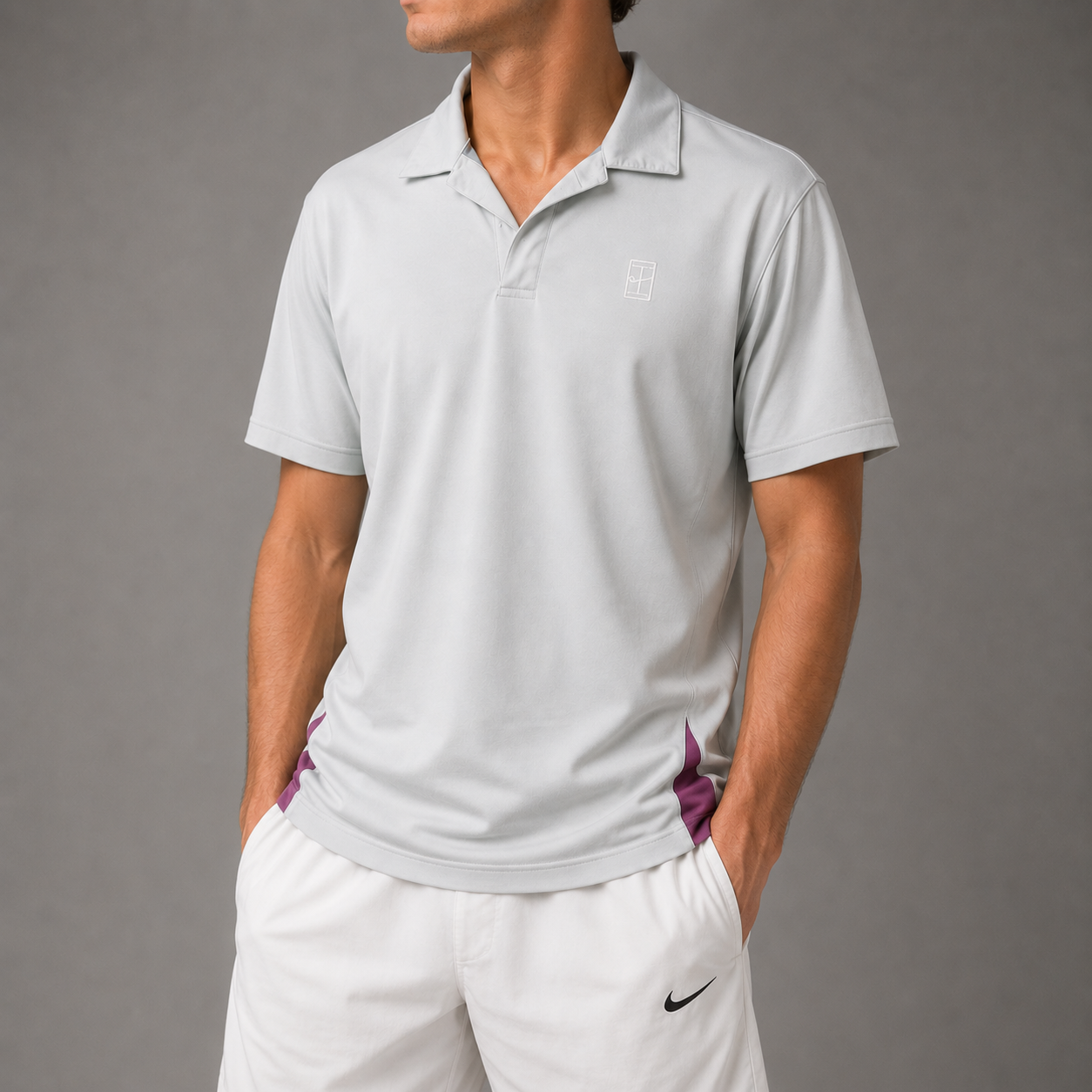 Vintage Y2K Nike Court Polo Men's M Blue Grey Purple Silver Logo Tennis Shirt Collared