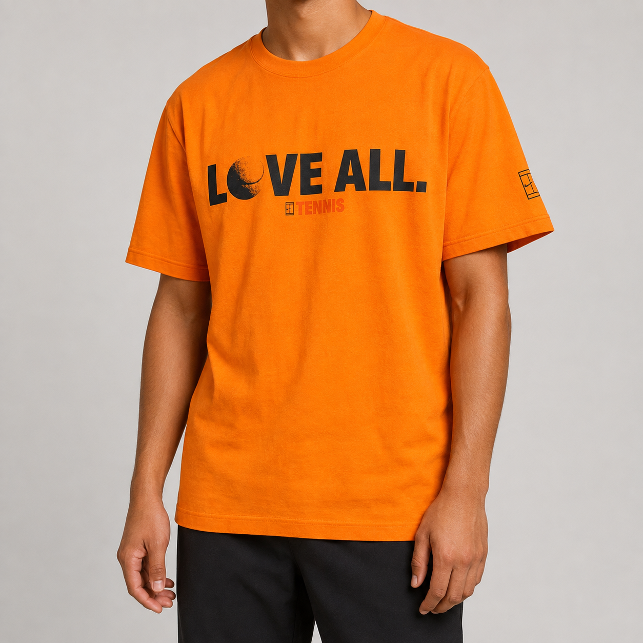 Vintage Y2K Nike Court T-shirt Men's S Orange Love Tennis New w Tags Deadstock Crew Neck
