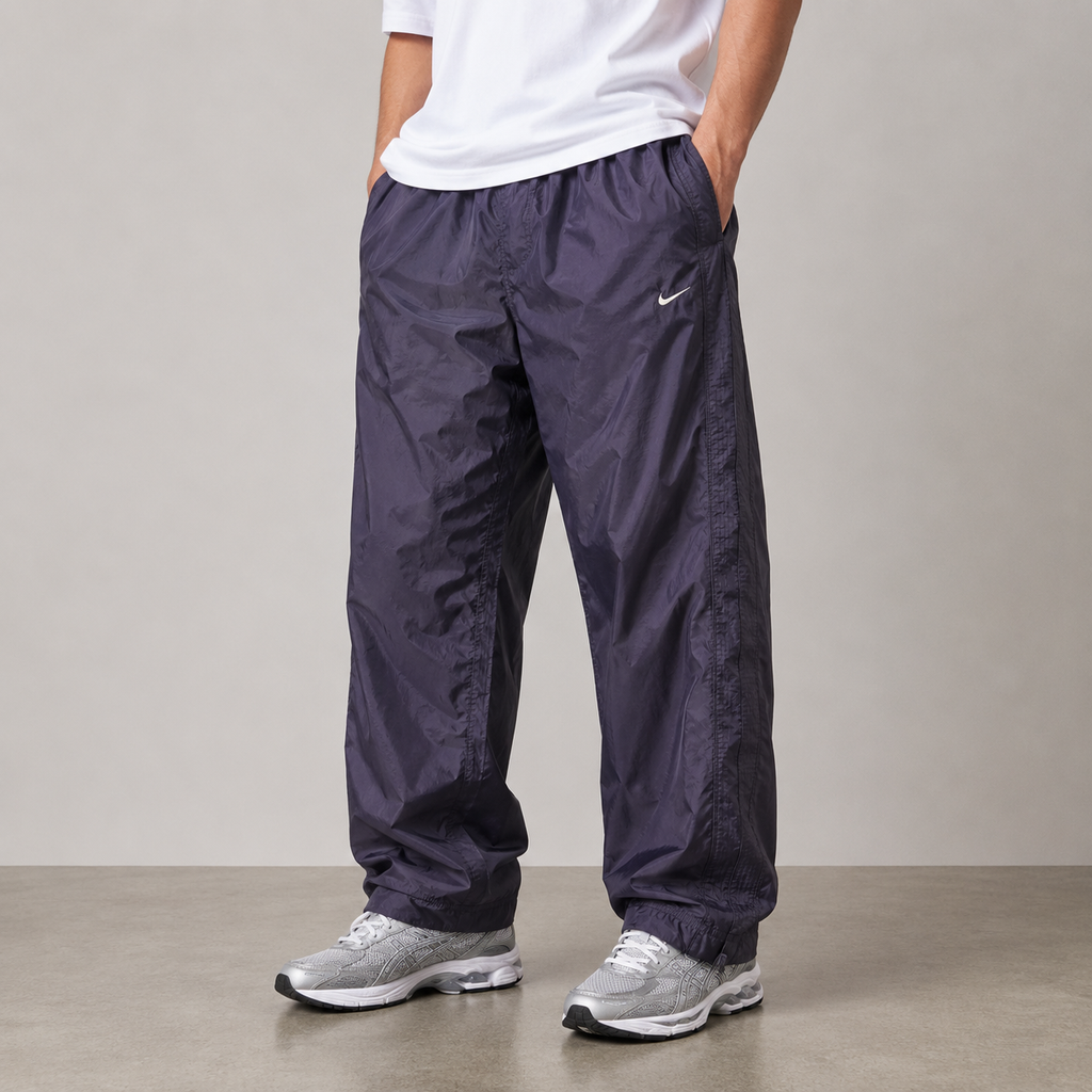90s Nike Track Pants Men's Small Navy Blue Baggy Nylon Joggers
