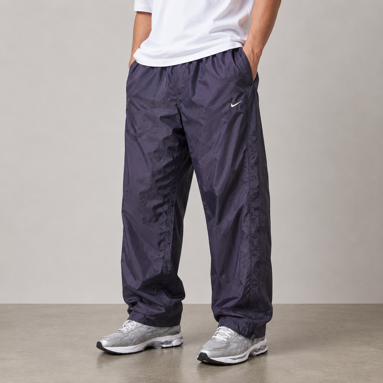 90s Nike Track Pants Men's Small Navy Blue Baggy Nylon Joggers