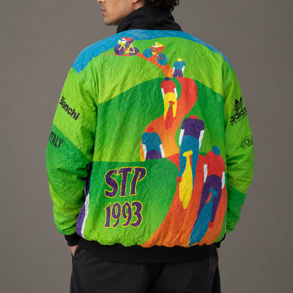 Vintage 90s STP Cycling Race Jacket Men's L Multicolour Tyvek Windbreaker