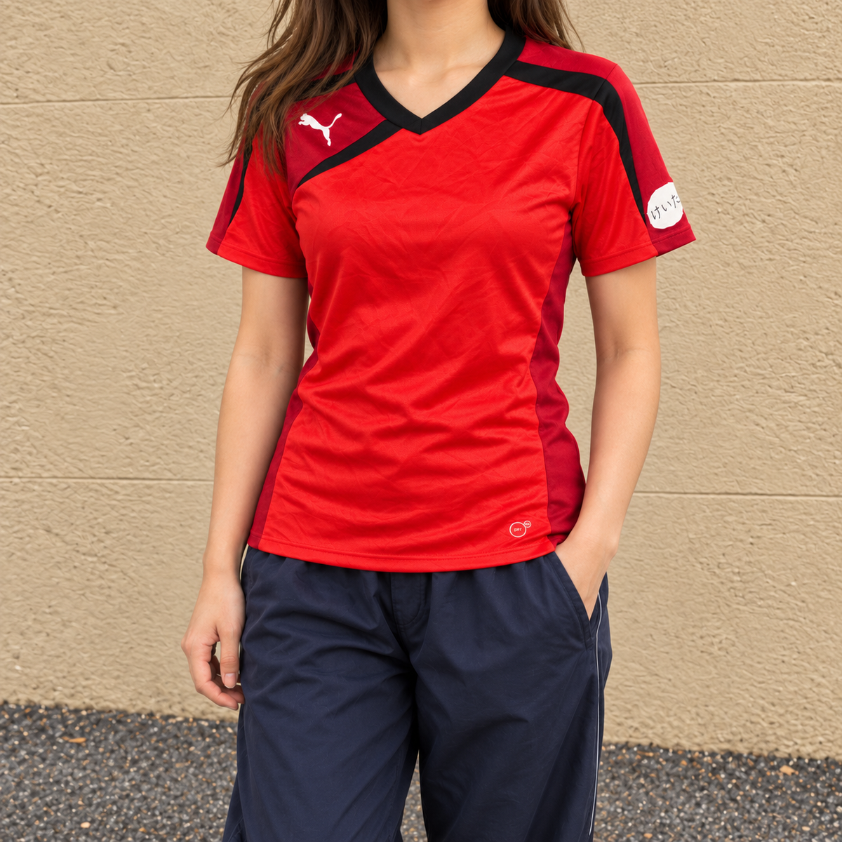 Puma Japan Dry Cell V-neck Jersey Women's XS Red Activewear T-shirt
