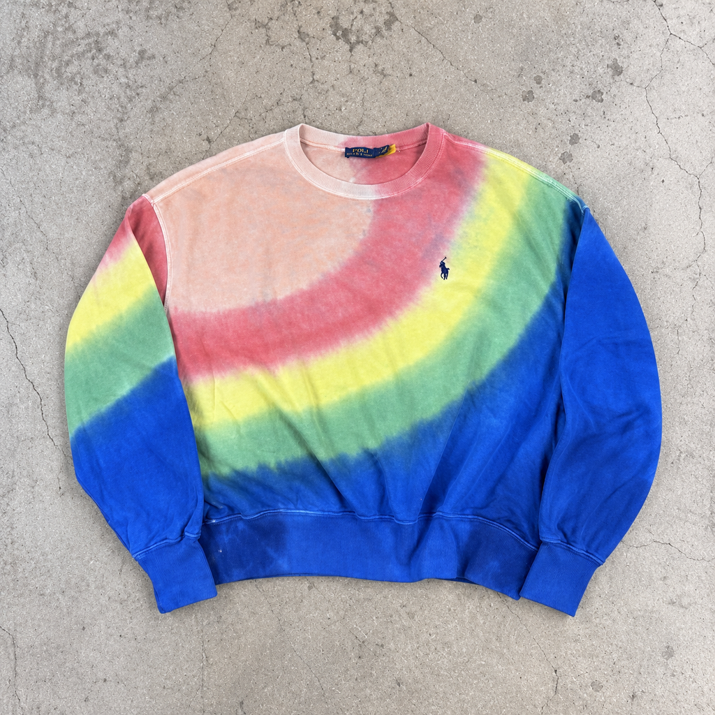 Women's  Ralph Lauren Jumper M Multicolour Tie Dye Small Pony Sweatshirt Crew Neck