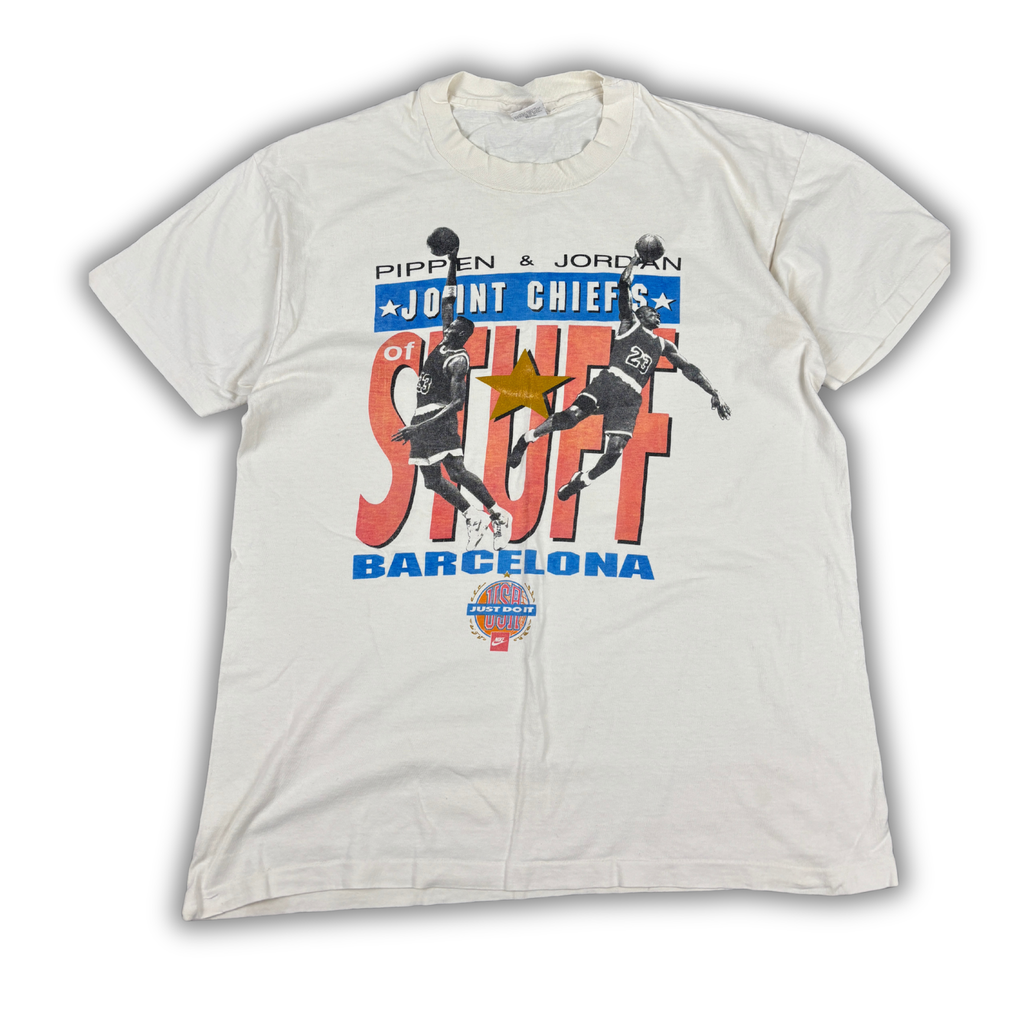 Vintage 90s Nike T-Shirt XL White Cotton Joint Chiefs of Stuff Jordan Pippen Rare