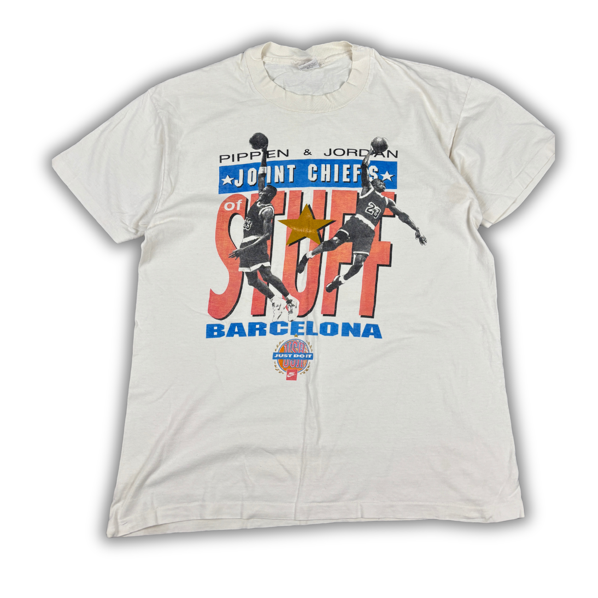 Vintage 90s Nike T-Shirt XL White Cotton Joint Chiefs of Stuff Jordan Pippen Rare