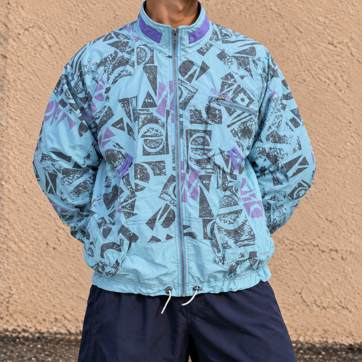 Vintage 80s Reebok Jacket Men's XL Multi Retro Colour way Sportswear