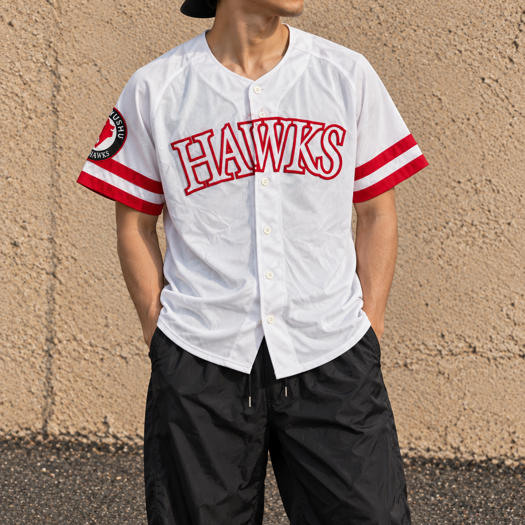 Majestic Softbank Hawks Japanese Baseball Jersey Men's Large White Red