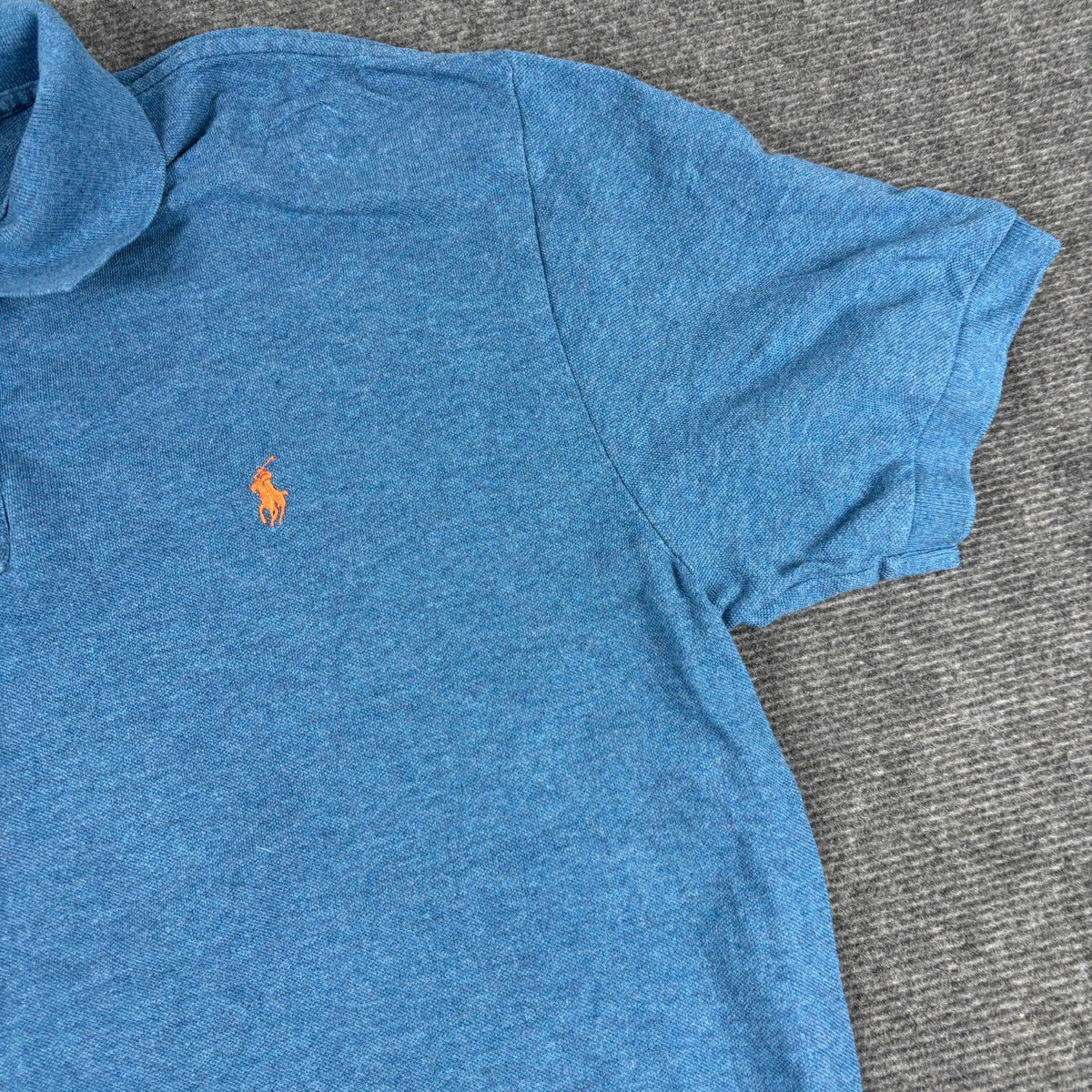 Polo Ralph Lauren Pique Polo Heathered Blue Orange Pony photo 4