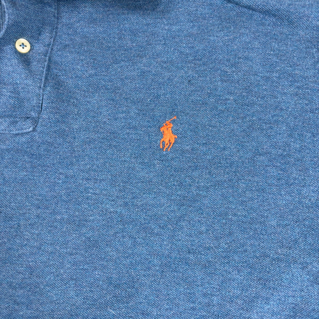 Polo Ralph Lauren Pique Polo Heathered Blue Orange Pony photo 5