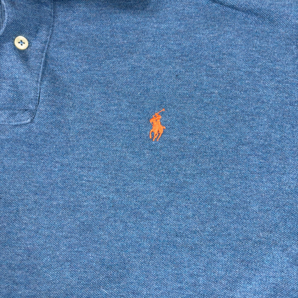 Polo Ralph Lauren Pique Polo Heathered Blue Orange Pony photo 5
