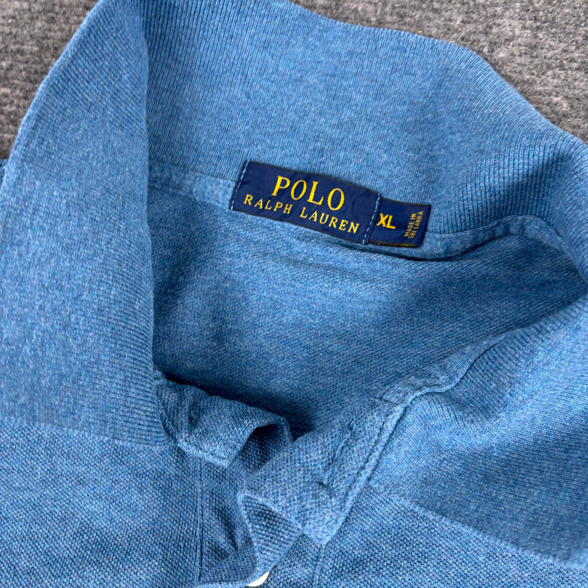 Polo Ralph Lauren Pique Polo Heathered Blue Orange Pony photo 6