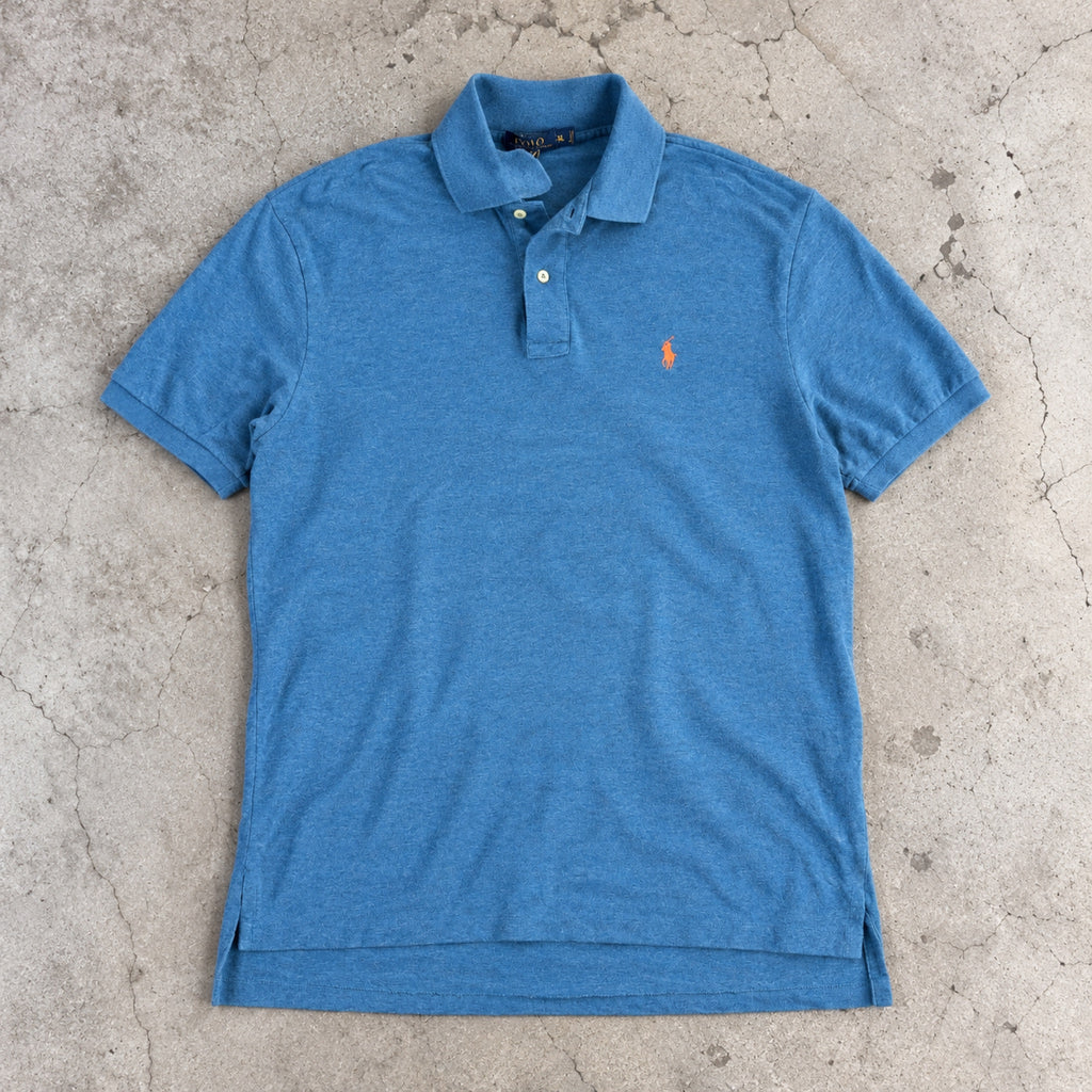 Polo Ralph Lauren Pique Polo Heathered Blue Orange Pony photo 1