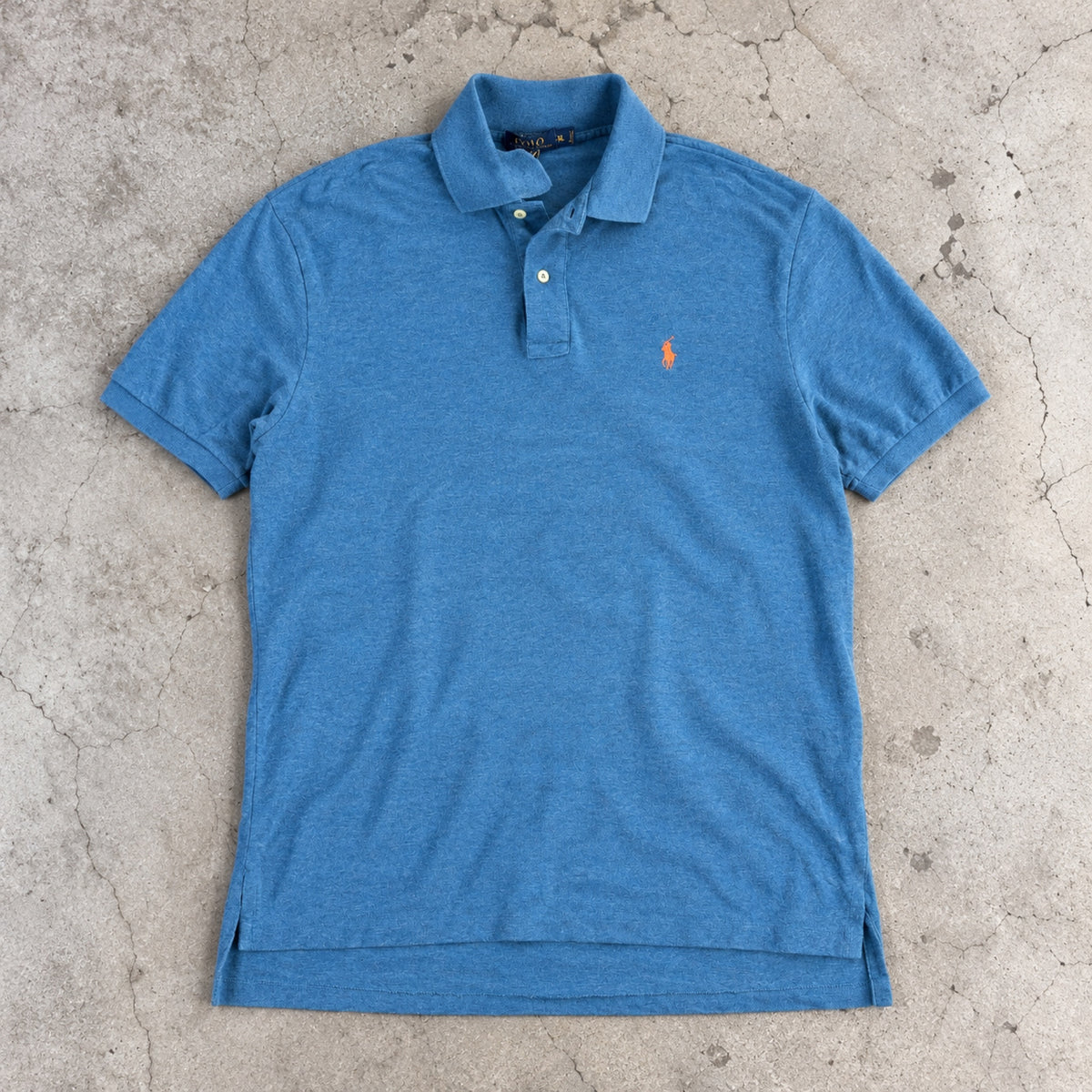 Polo Ralph Lauren Pique Polo Heathered Blue Orange Pony photo 1