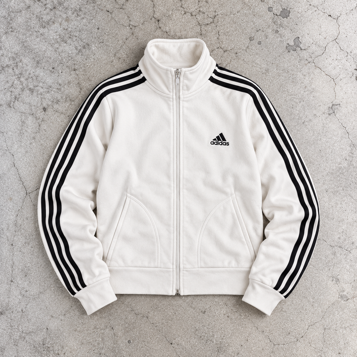 Vintage y2k Adidas Jacket Women's XS SMall White Black 3 Stripe Petite