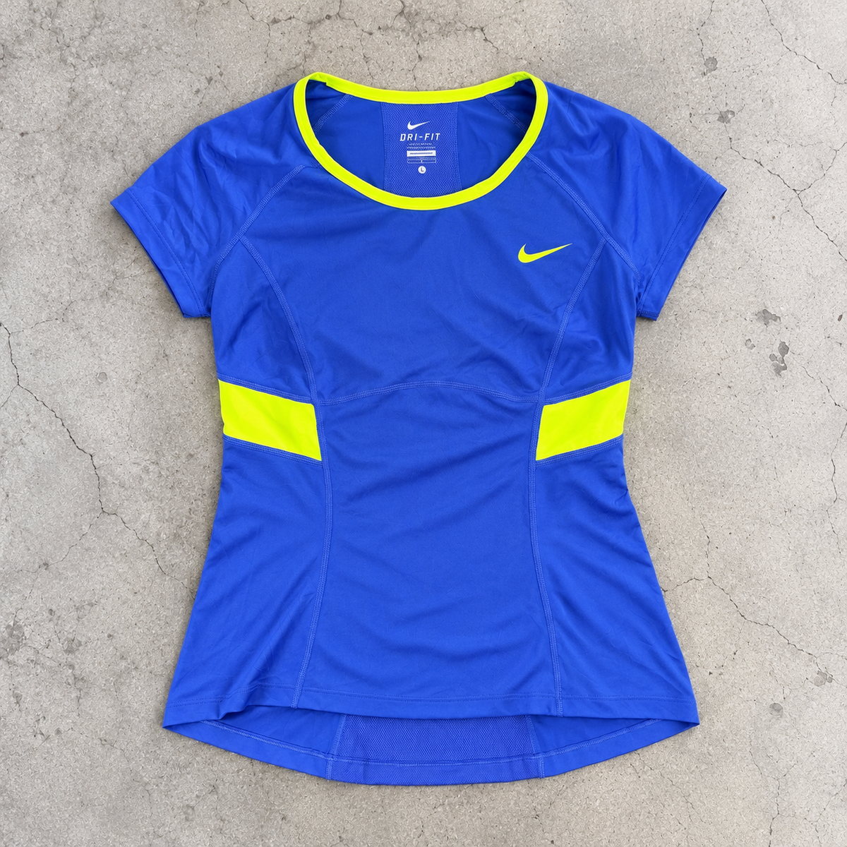 Nike Tennis Dri-Fit T-Shirt Activewear Womens XS Small Blue Volt Fitted Top