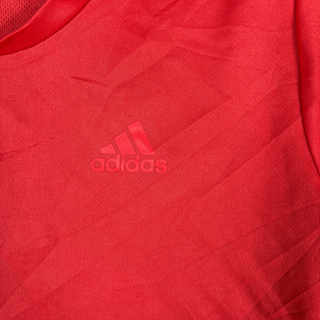 Adidas 3 Stripe Training Tee Red Black Curved Hem photo 4