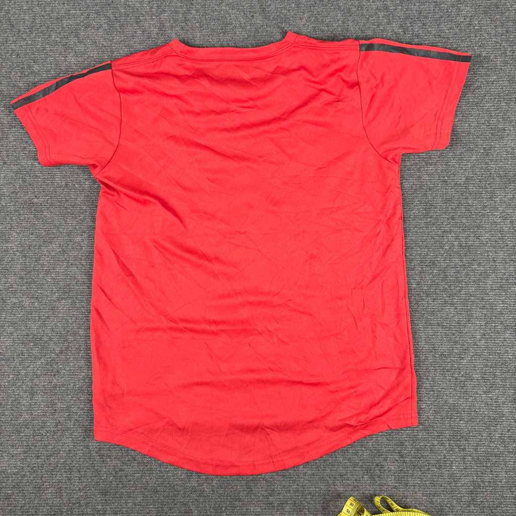 Adidas 3 Stripe Training Tee Red Black Curved Hem photo 3
